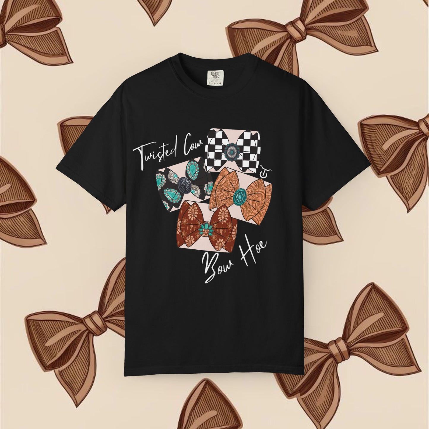 Twisted Cow Bow Hoe Tee
