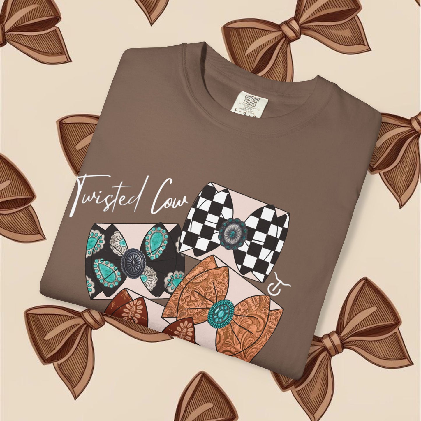Twisted Cow Bow Hoe Tee
