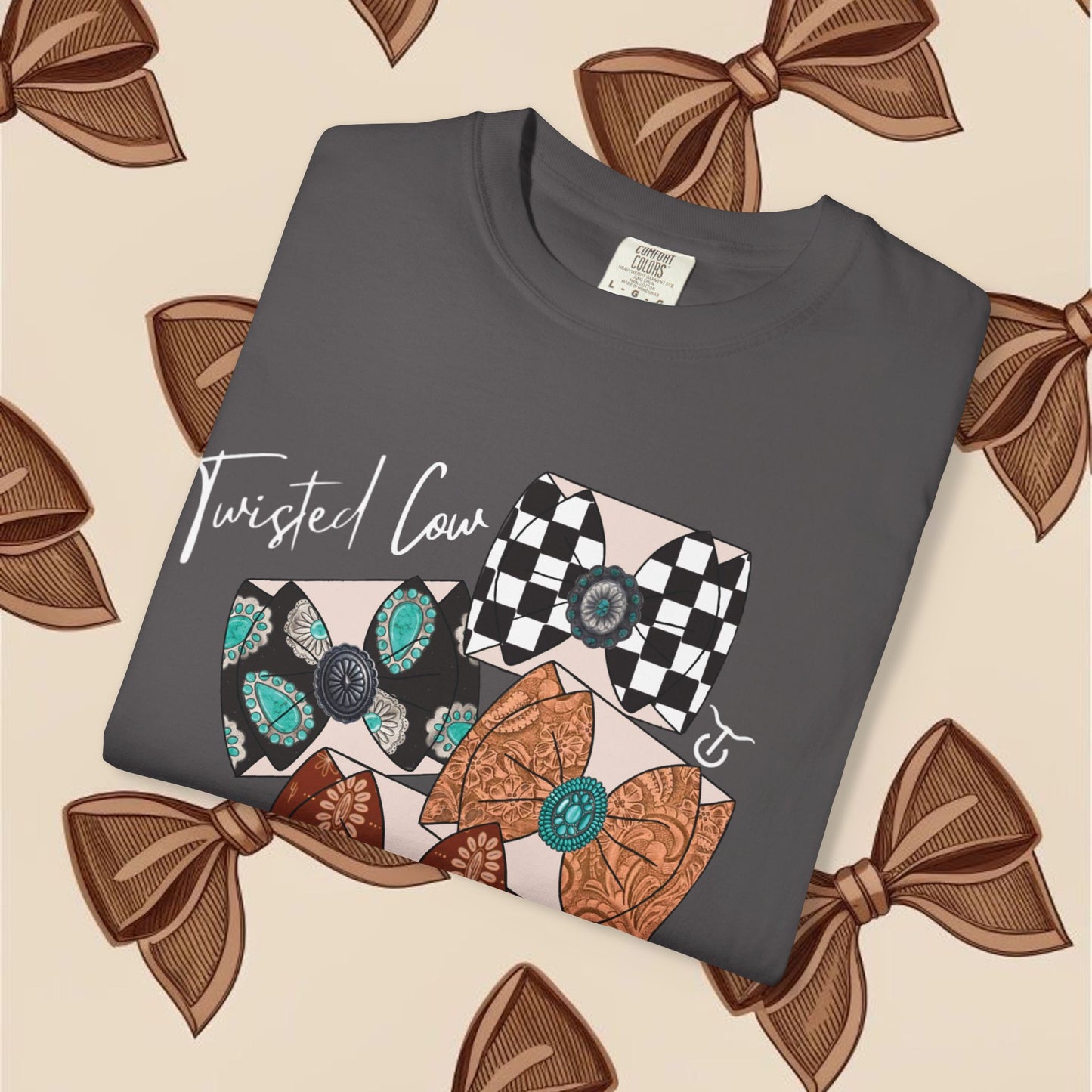Twisted Cow Bow Hoe Tee