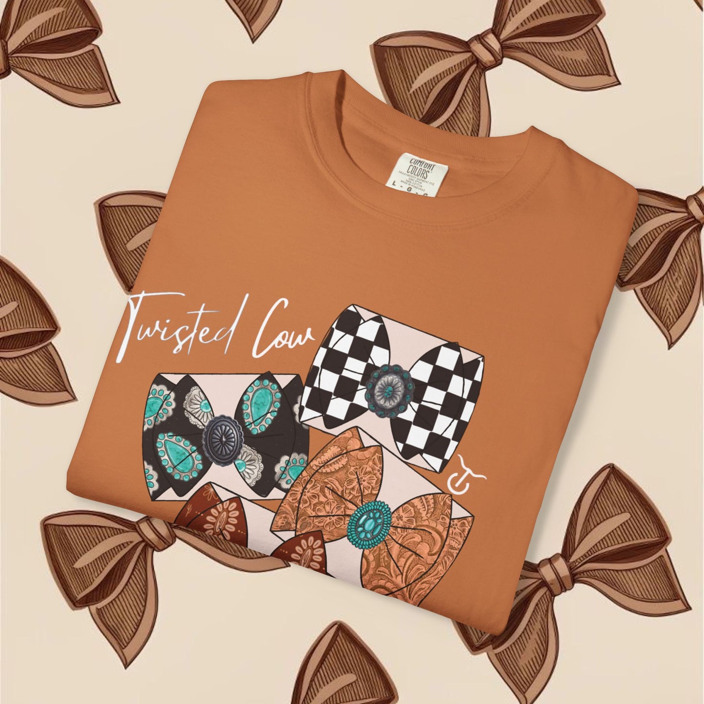 Twisted Cow Bow Hoe Tee