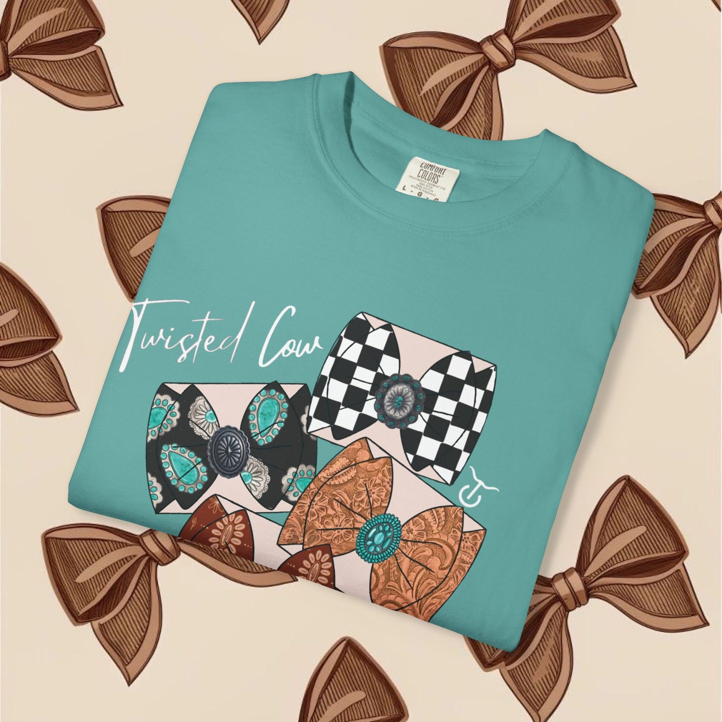 Twisted Cow Bow Hoe Tee