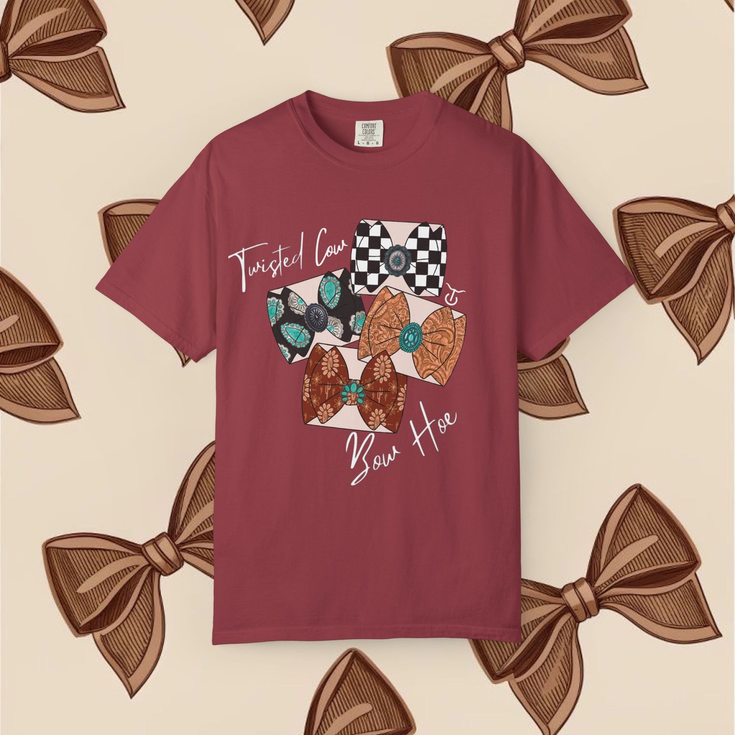 Twisted Cow Bow Hoe Tee