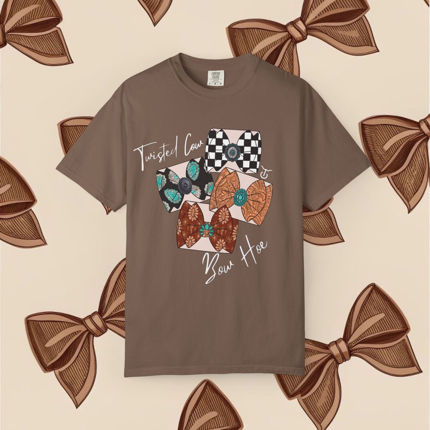 Twisted Cow Bow Hoe Tee