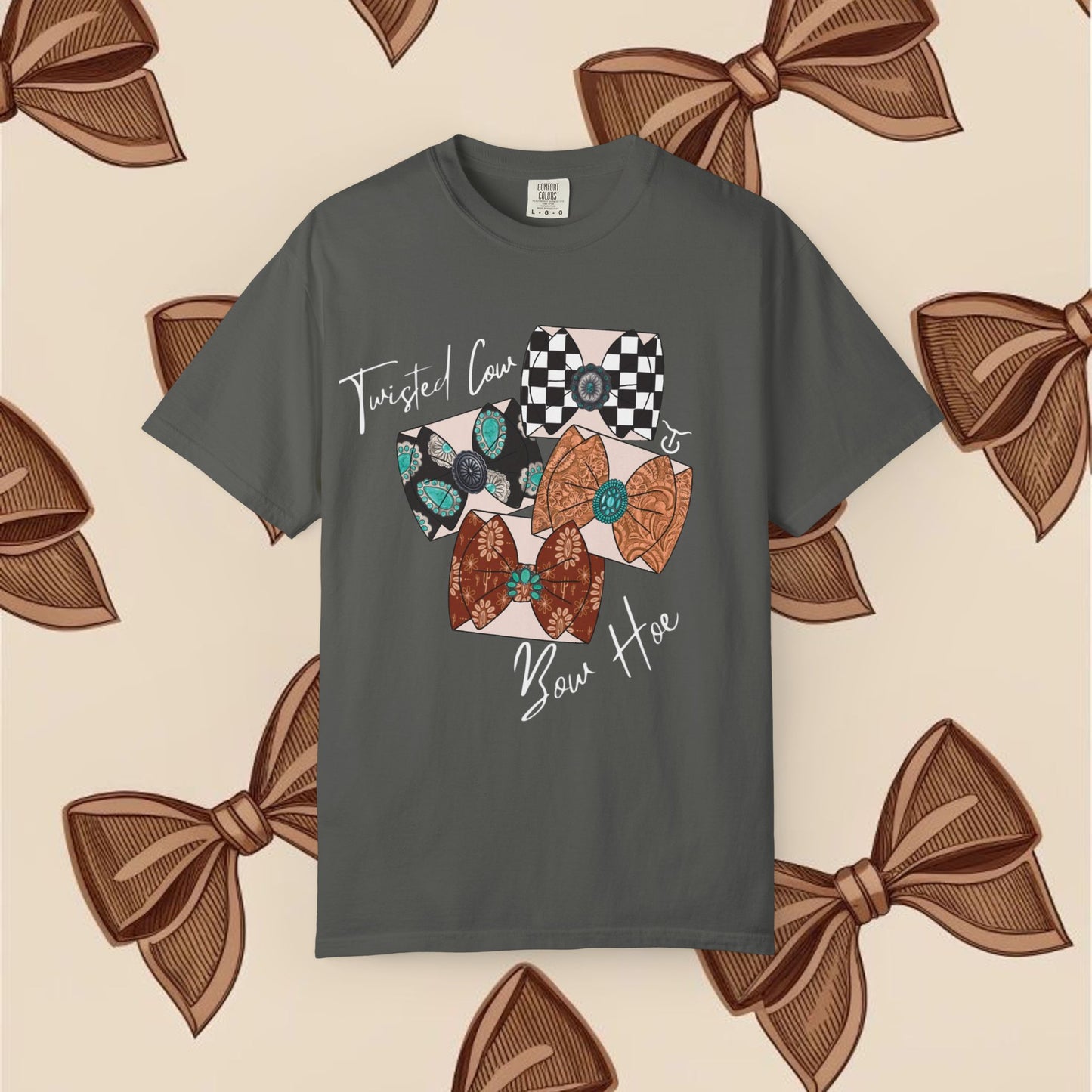 Twisted Cow Bow Hoe Tee