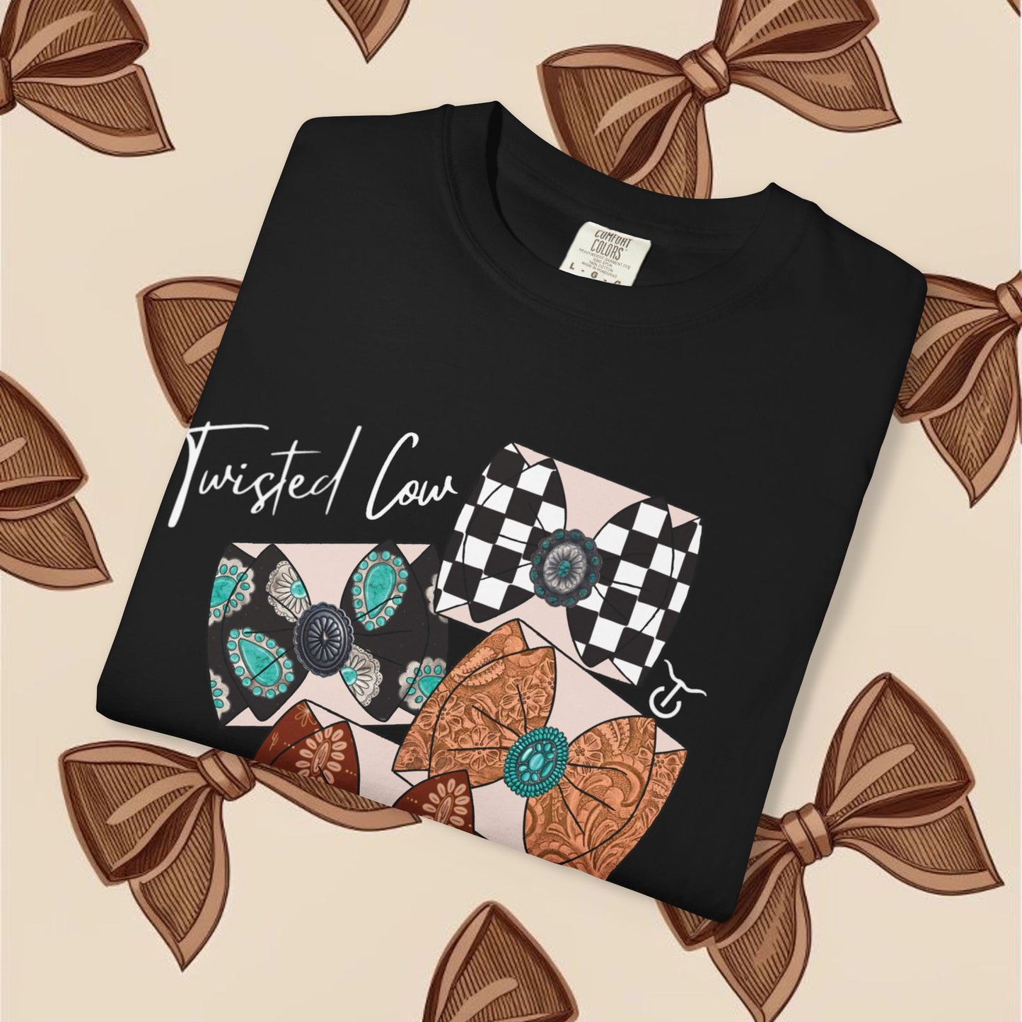 Twisted Cow Bow Hoe Tee