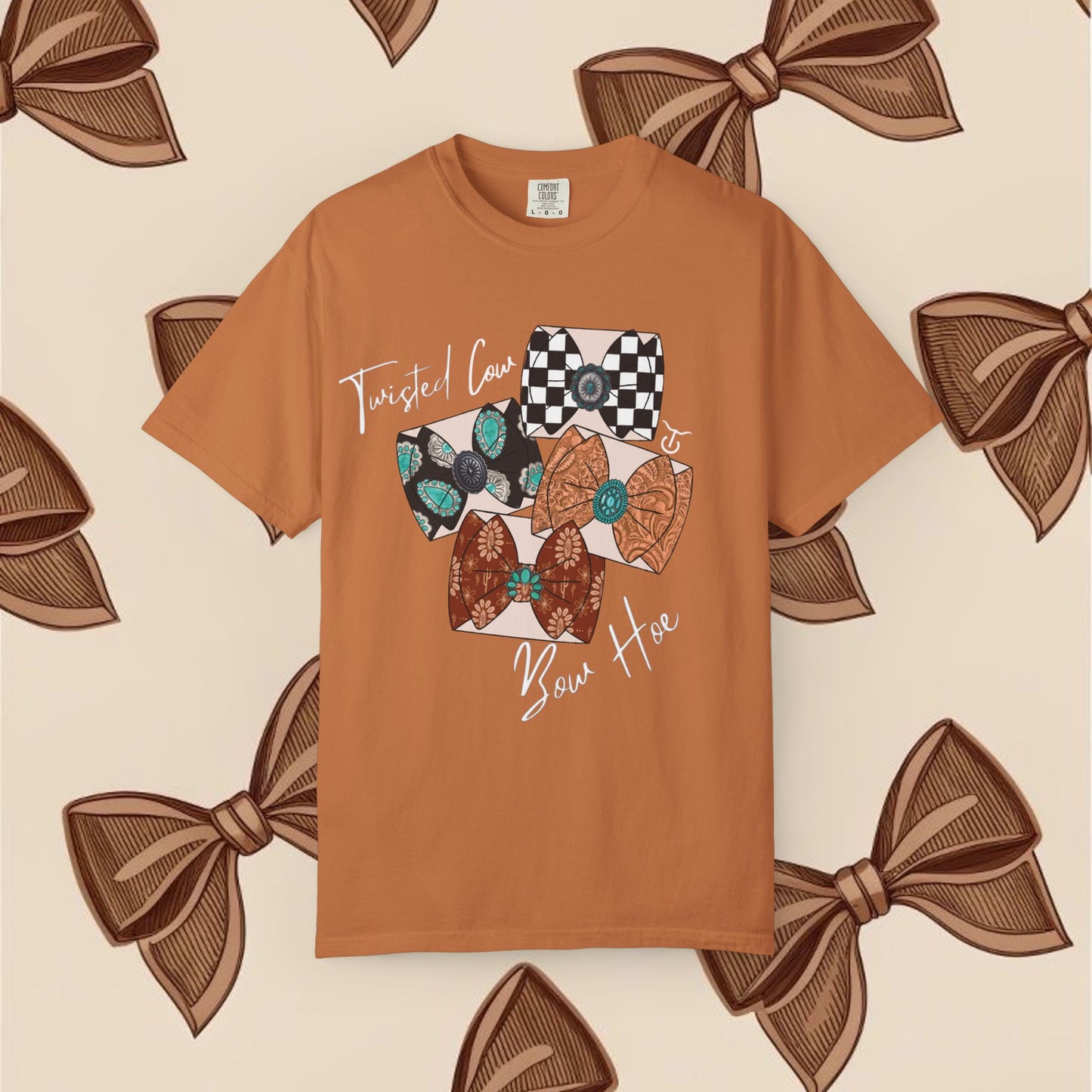 Twisted Cow Bow Hoe Tee