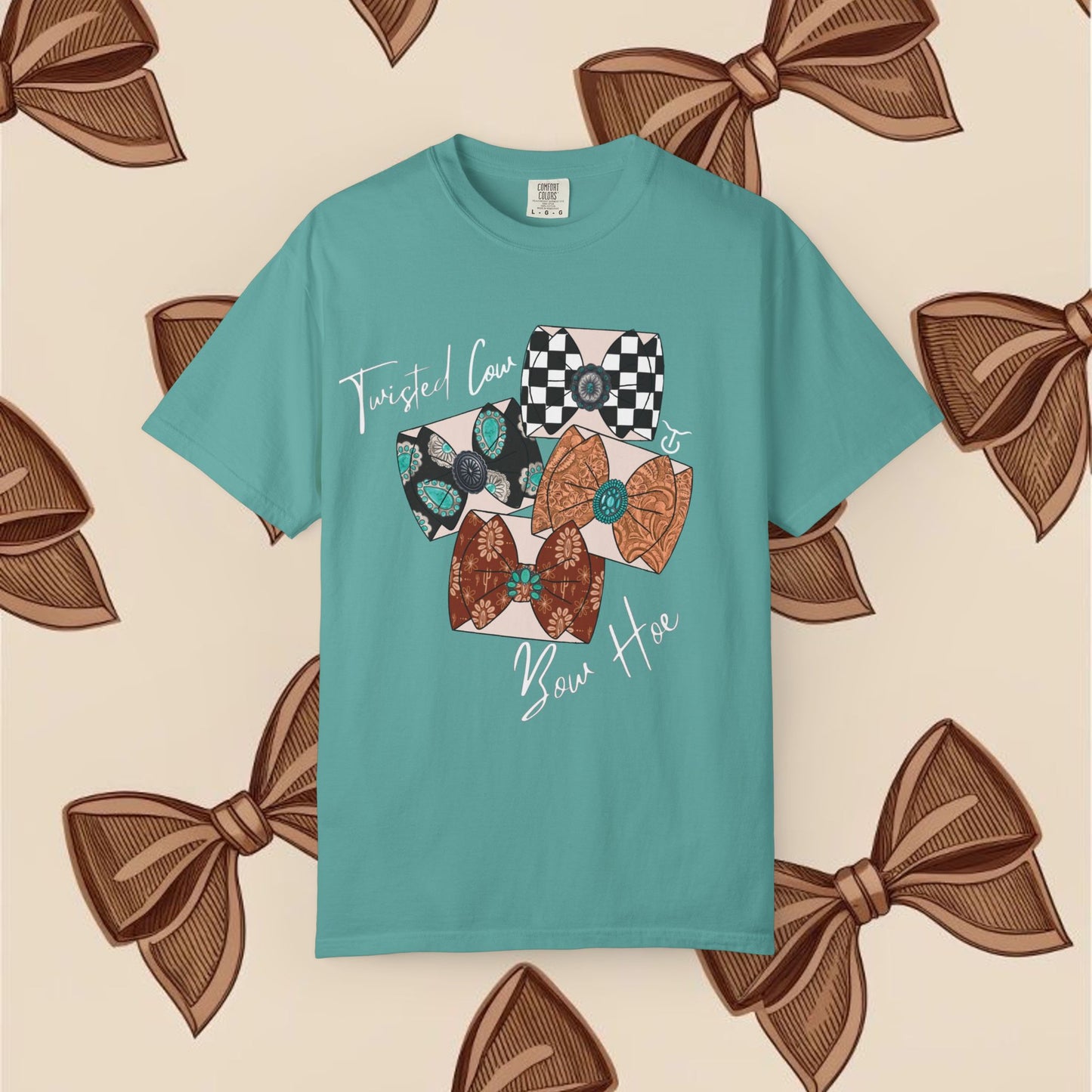 Twisted Cow Bow Hoe Tee