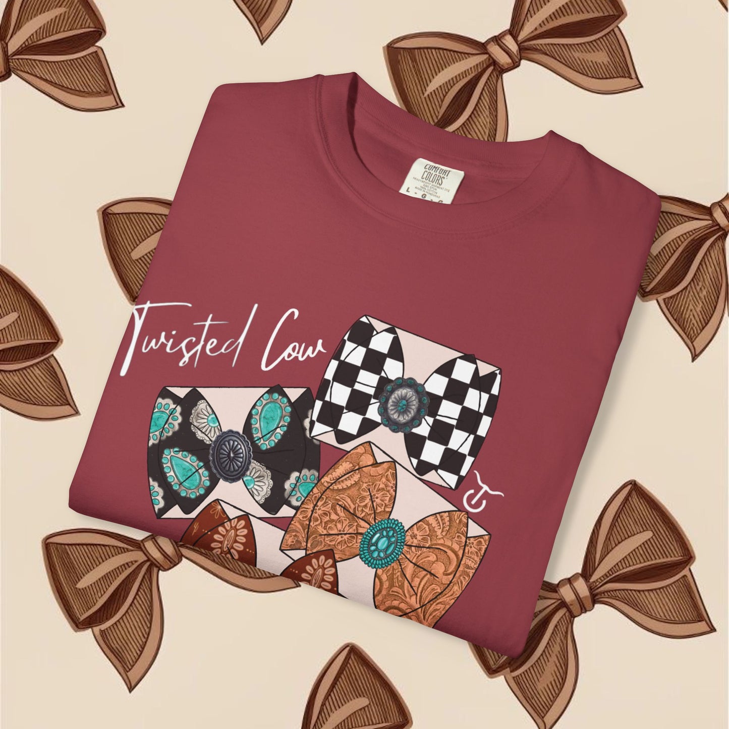 Twisted Cow Bow Hoe Tee