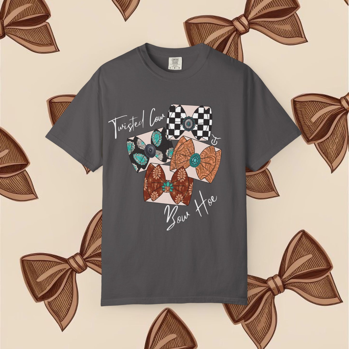 Twisted Cow Bow Hoe Tee
