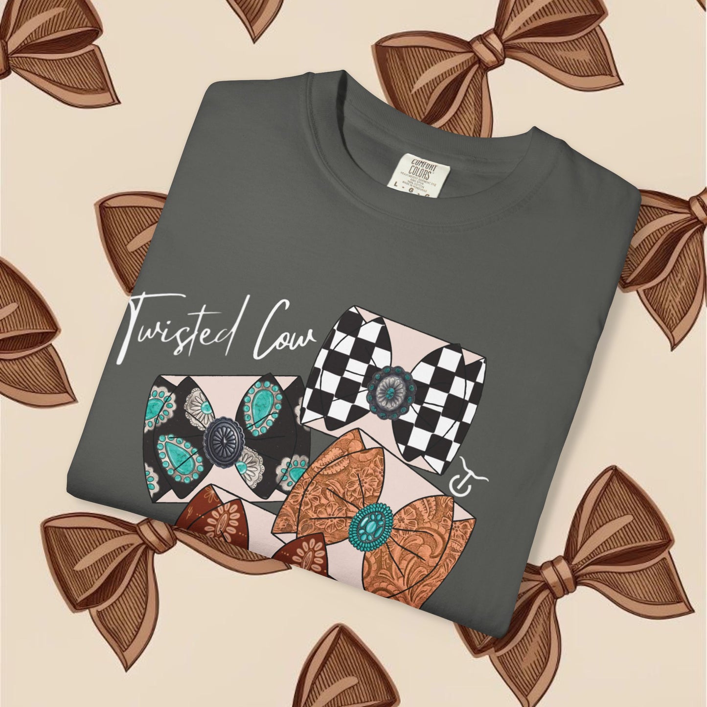 Twisted Cow Bow Hoe Tee