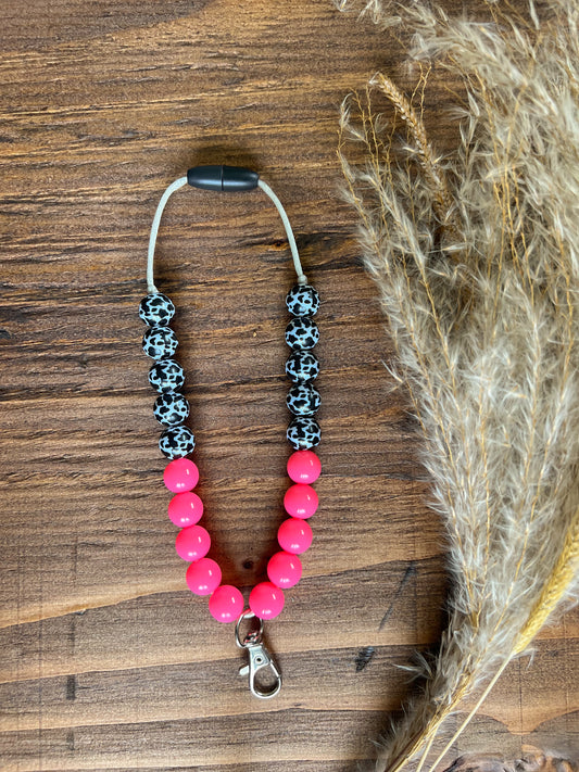 Hot Pink & Cowprint Freshie Necklace